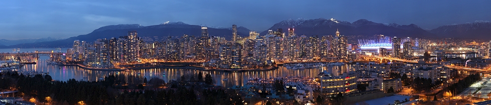 Vancouver Skyline from Fairview at Dusk